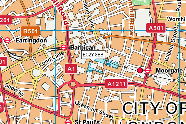 City of London School for Girls map (EC2Y 8BB) - OS VectorMap District (Ordnance Survey)