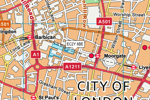 EC2Y 8BE map - OS VectorMap District (Ordnance Survey)