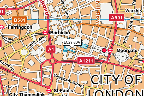 EC2Y 8DA map - OS VectorMap District (Ordnance Survey)