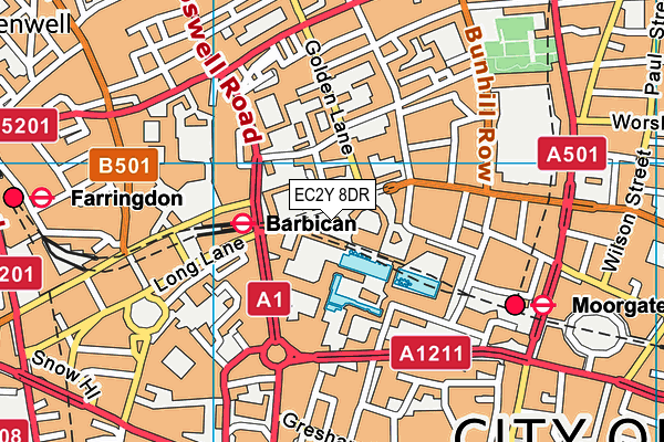 EC2Y 8DR map - OS VectorMap District (Ordnance Survey)