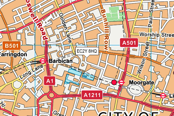 EC2Y 8HQ map - OS VectorMap District (Ordnance Survey)