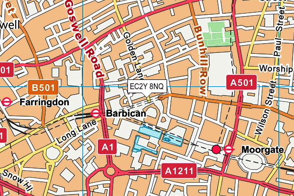 EC2Y 8NQ map - OS VectorMap District (Ordnance Survey)