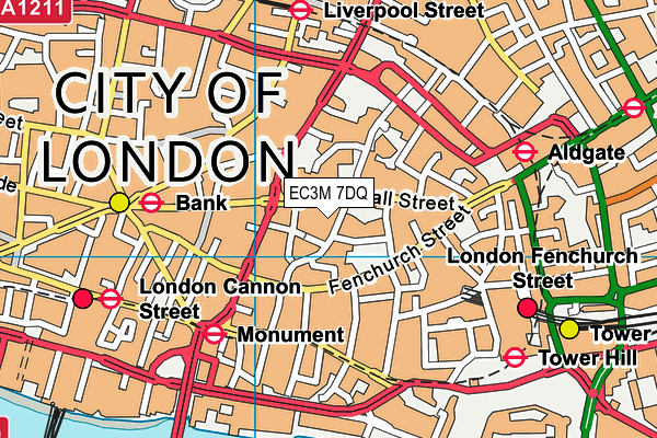 EC3M 7DQ map - OS VectorMap District (Ordnance Survey)