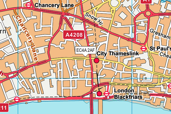 EC4A 2AF map - OS VectorMap District (Ordnance Survey)