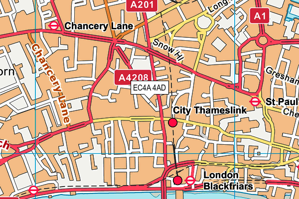 EC4A 4AD map - OS VectorMap District (Ordnance Survey)