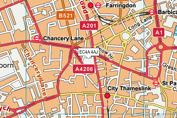 EC4A 4AJ map - OS VectorMap District (Ordnance Survey)