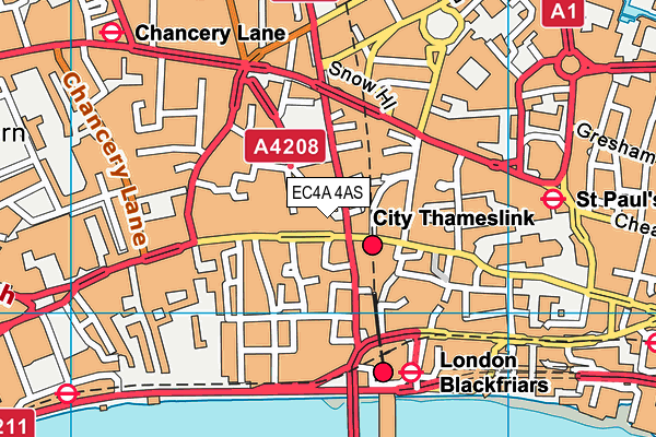 EC4A 4AS map - OS VectorMap District (Ordnance Survey)