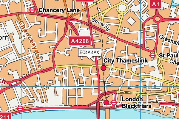 EC4A 4AX map - OS VectorMap District (Ordnance Survey)