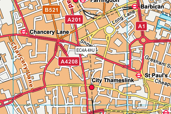 EC4A 4HJ map - OS VectorMap District (Ordnance Survey)