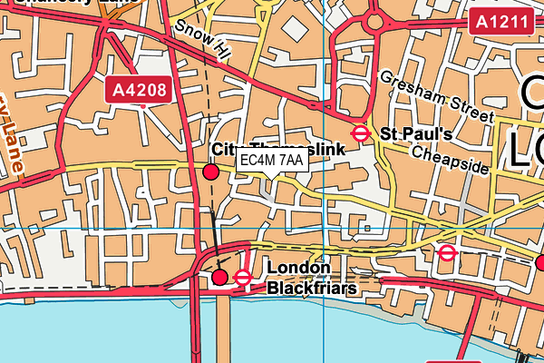 EC4M 7AA map - OS VectorMap District (Ordnance Survey)