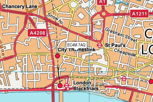 EC4M 7AQ map - OS VectorMap District (Ordnance Survey)