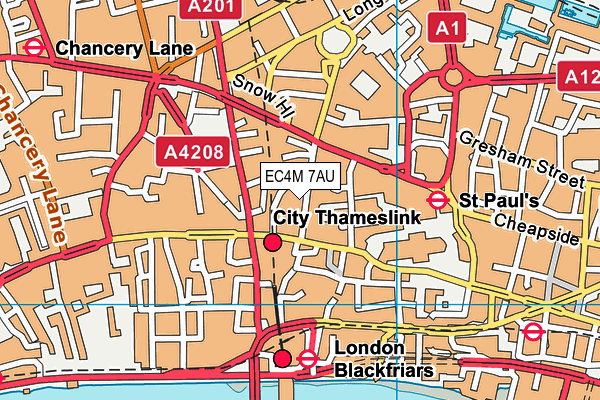 EC4M 7AU map - OS VectorMap District (Ordnance Survey)