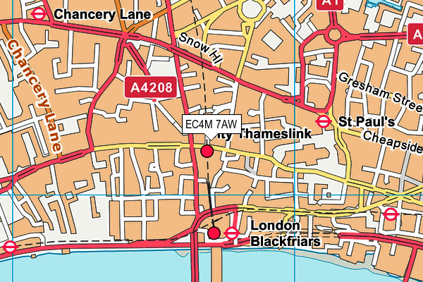 EC4M 7AW map - OS VectorMap District (Ordnance Survey)