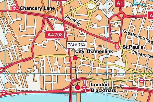 EC4M 7AX map - OS VectorMap District (Ordnance Survey)