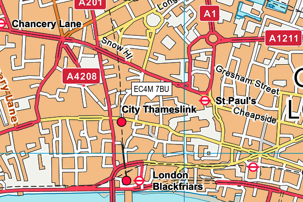 EC4M 7BU map - OS VectorMap District (Ordnance Survey)