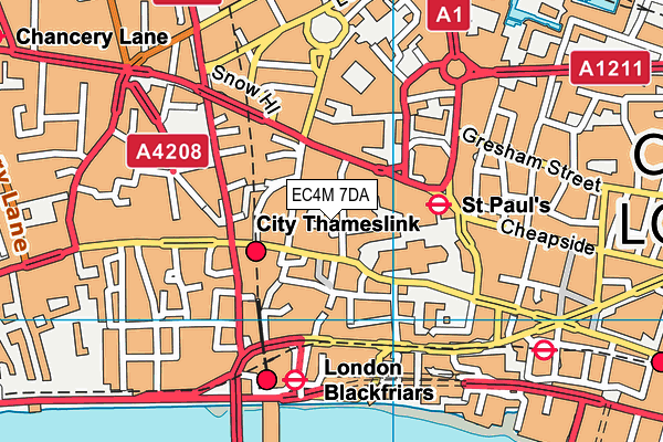 EC4M 7DA map - OS VectorMap District (Ordnance Survey)