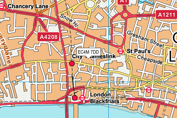 EC4M 7DD map - OS VectorMap District (Ordnance Survey)