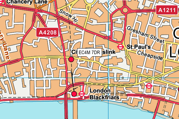 EC4M 7DR map - OS VectorMap District (Ordnance Survey)