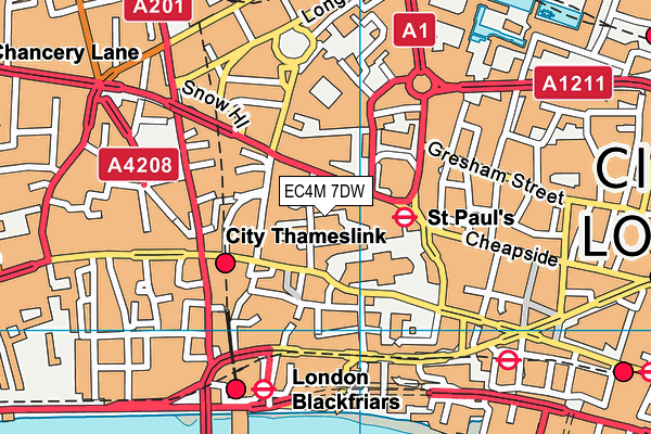 Dw Fitness First (London St Paul's) (Closed) map (EC4M 7DW) - OS VectorMap District (Ordnance Survey)