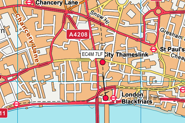 EC4M 7LF map - OS VectorMap District (Ordnance Survey)