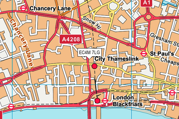 EC4M 7LG map - OS VectorMap District (Ordnance Survey)