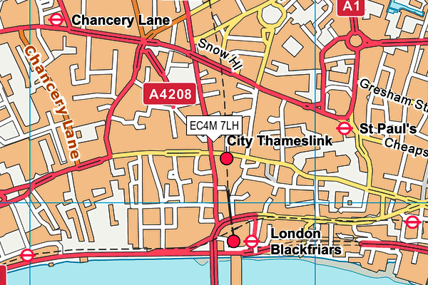 EC4M 7LH map - OS VectorMap District (Ordnance Survey)