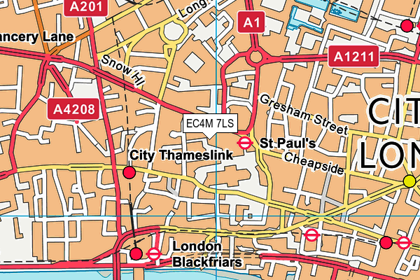 EC4M 7LS map - OS VectorMap District (Ordnance Survey)