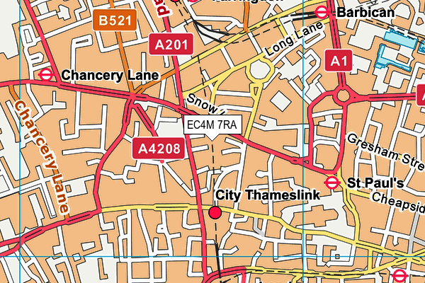 EC4M 7RA map - OS VectorMap District (Ordnance Survey)