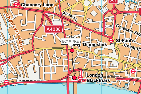 EC4M 7RE map - OS VectorMap District (Ordnance Survey)