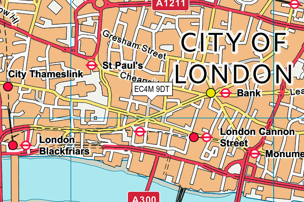 EC4M 9DT map - OS VectorMap District (Ordnance Survey)
