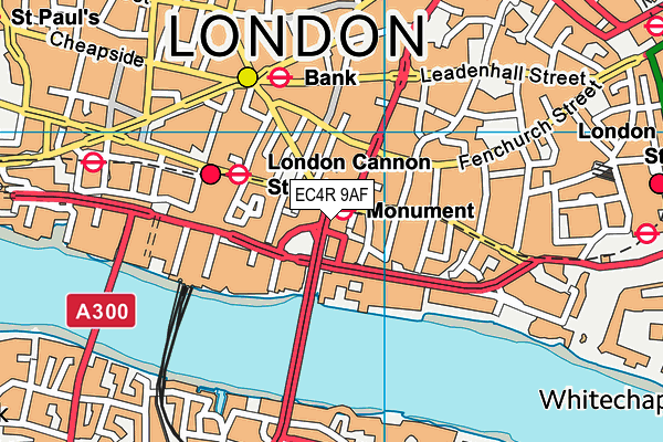 EC4R 9AF map - OS VectorMap District (Ordnance Survey)