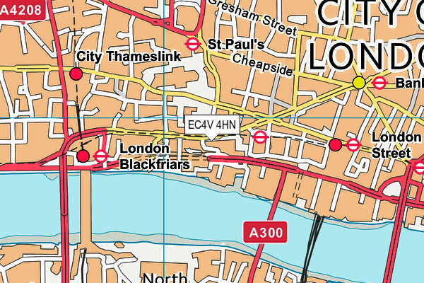 Fitness First (Queen Victoria Street) map (EC4V 4HN) - OS VectorMap District (Ordnance Survey)