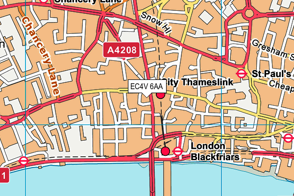 EC4V 6AA map - OS VectorMap District (Ordnance Survey)