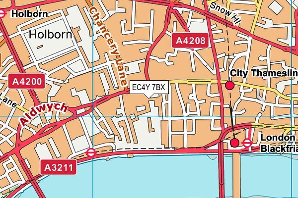 EC4Y 7BX map - OS VectorMap District (Ordnance Survey)