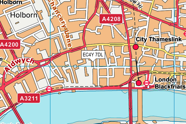 EC4Y 7DL map - OS VectorMap District (Ordnance Survey)