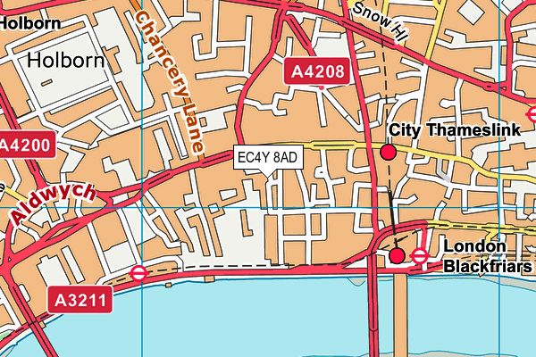 EC4Y 8AD map - OS VectorMap District (Ordnance Survey)