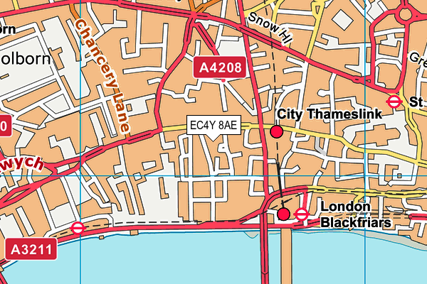 EC4Y 8AE map - OS VectorMap District (Ordnance Survey)