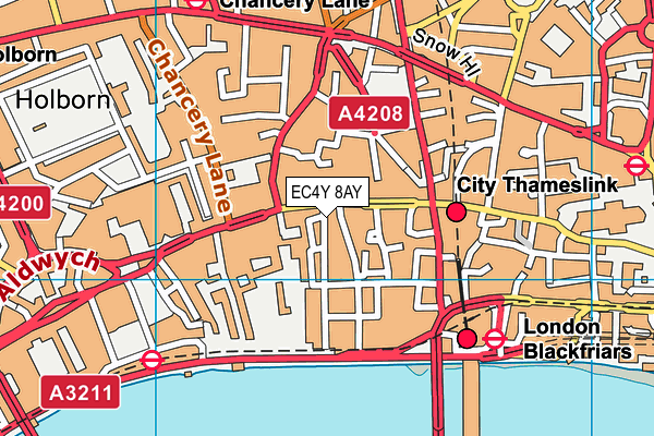 EC4Y 8AY map - OS VectorMap District (Ordnance Survey)