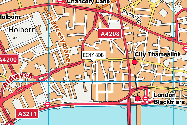 EC4Y 8DB map - OS VectorMap District (Ordnance Survey)