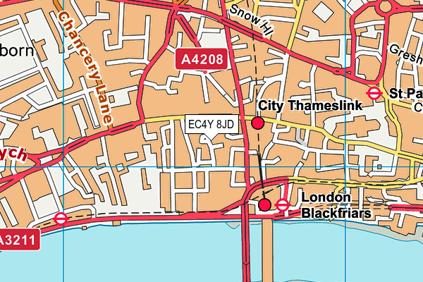 EC4Y 8JD map - OS VectorMap District (Ordnance Survey)