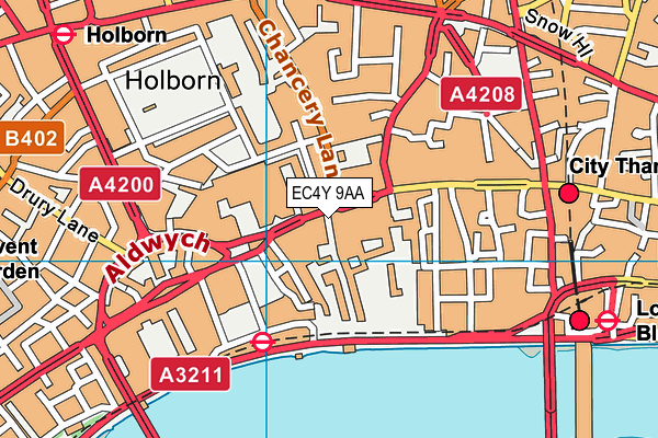 EC4Y 9AA map - OS VectorMap District (Ordnance Survey)