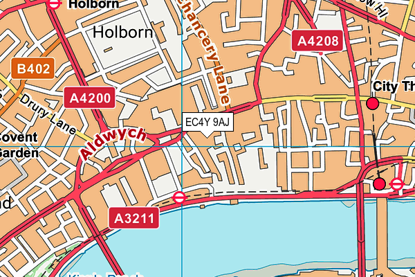 EC4Y 9AJ map - OS VectorMap District (Ordnance Survey)