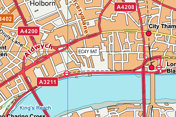 EC4Y 9AT map - OS VectorMap District (Ordnance Survey)