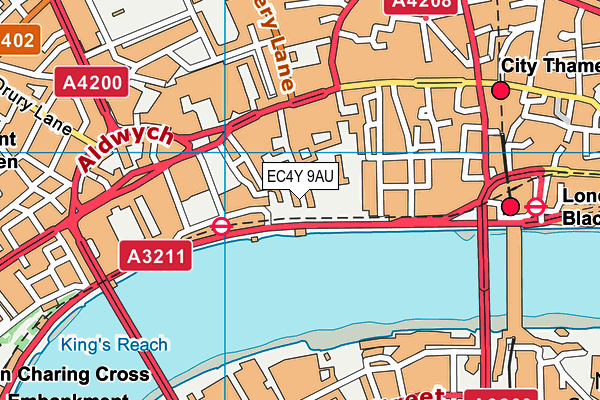 EC4Y 9AU map - OS VectorMap District (Ordnance Survey)