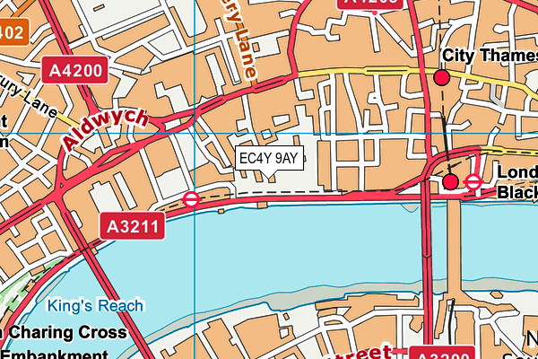 EC4Y 9AY map - OS VectorMap District (Ordnance Survey)