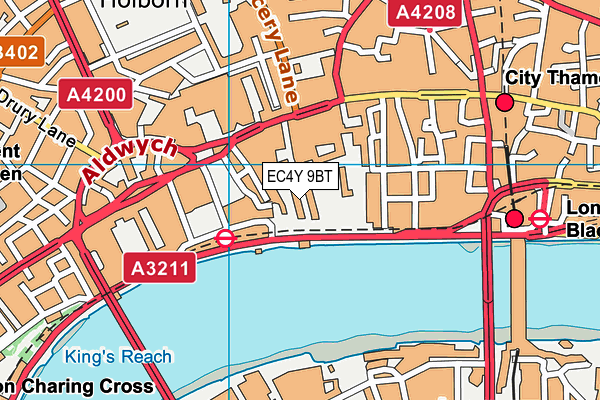 EC4Y 9BT map - OS VectorMap District (Ordnance Survey)