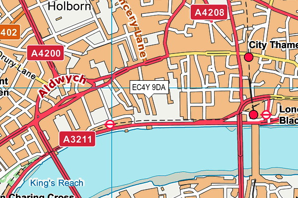 EC4Y 9DA map - OS VectorMap District (Ordnance Survey)