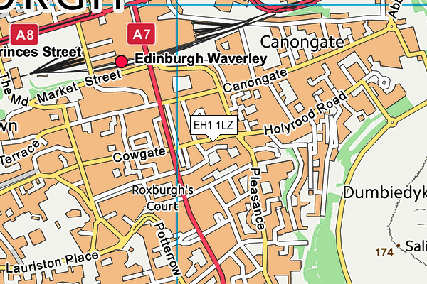 EH1 1LZ map - OS VectorMap District (Ordnance Survey)