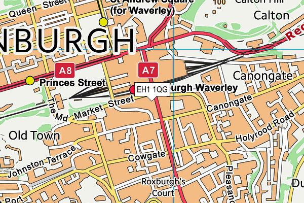 EH1 1QG map - OS VectorMap District (Ordnance Survey)