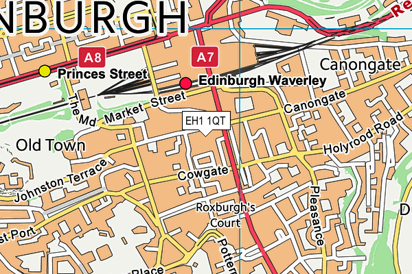 EH1 1QT map - OS VectorMap District (Ordnance Survey)